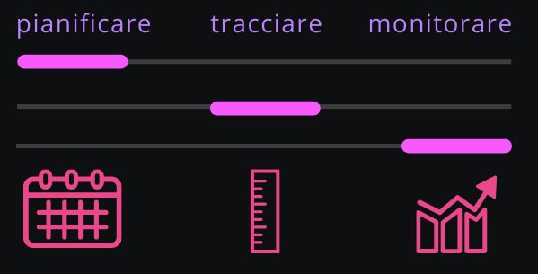 le tre fasi del contollo: pianificare, tracciare, monitorare